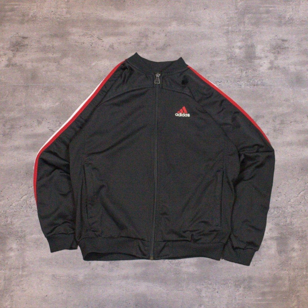 Vintage VTG 1990's 90's Adidas Black Track Jacket Y2K Zip Up Sweater